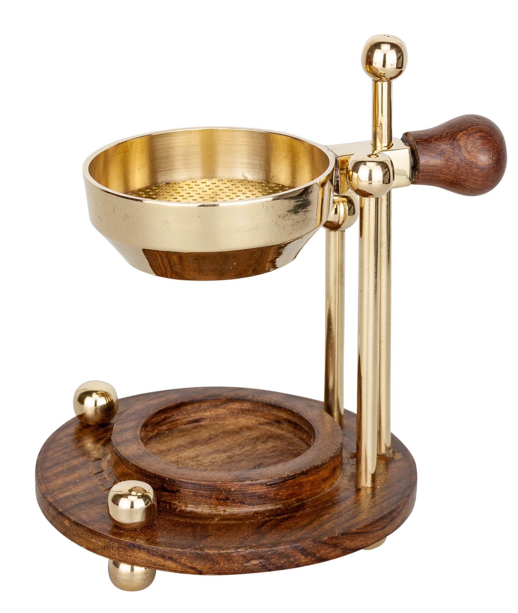 Räuchergefäß - mit Sieb - Holz+Messing - verstellbar