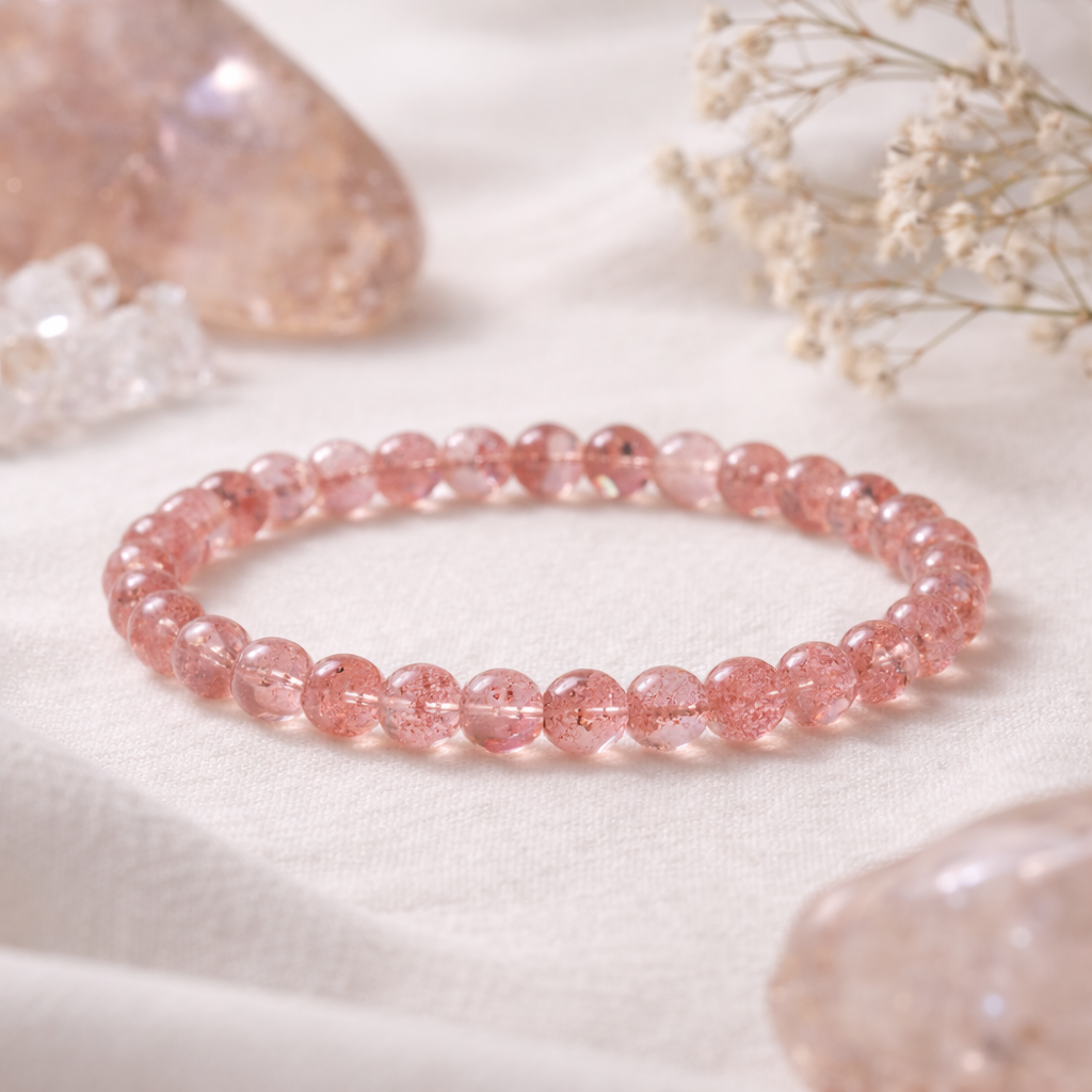 Erdbeerquarz Armband 6 mm – Liebe, Harmonie & Selbstwert