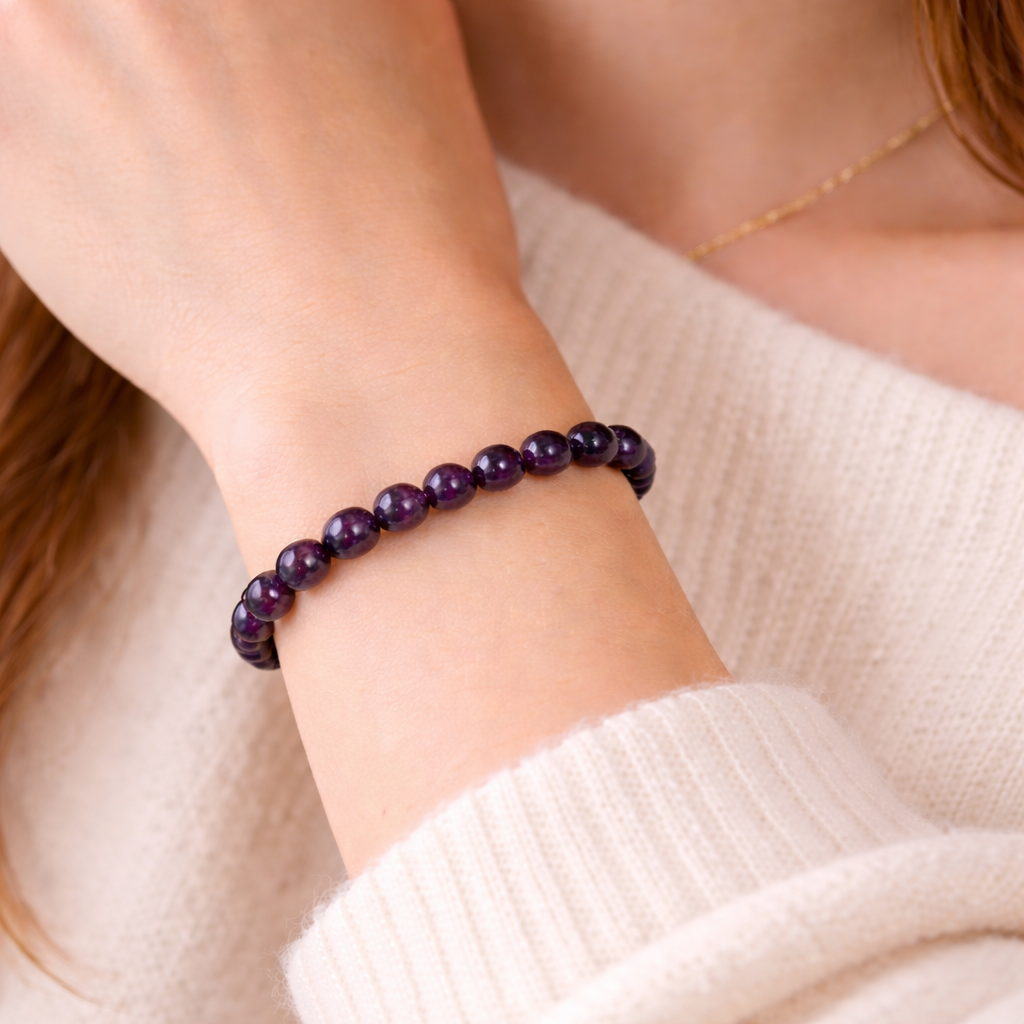 Amethyst Armband 6mm - Ruhe, Intuition, Schutz und innere Ordnung