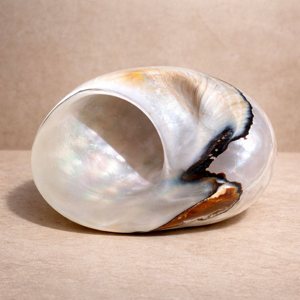 Polierte Turbanschnecke (Turbo Shell) – Naturstück mit Perlmutt