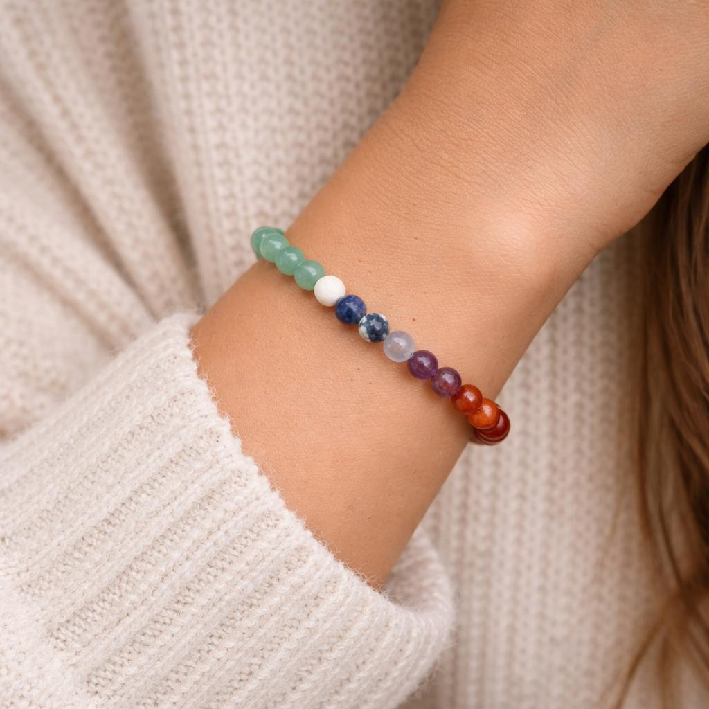 Chakren Armband 6 mm - 7 Edelsteine für Balance, Schutz & innere Harmonie
