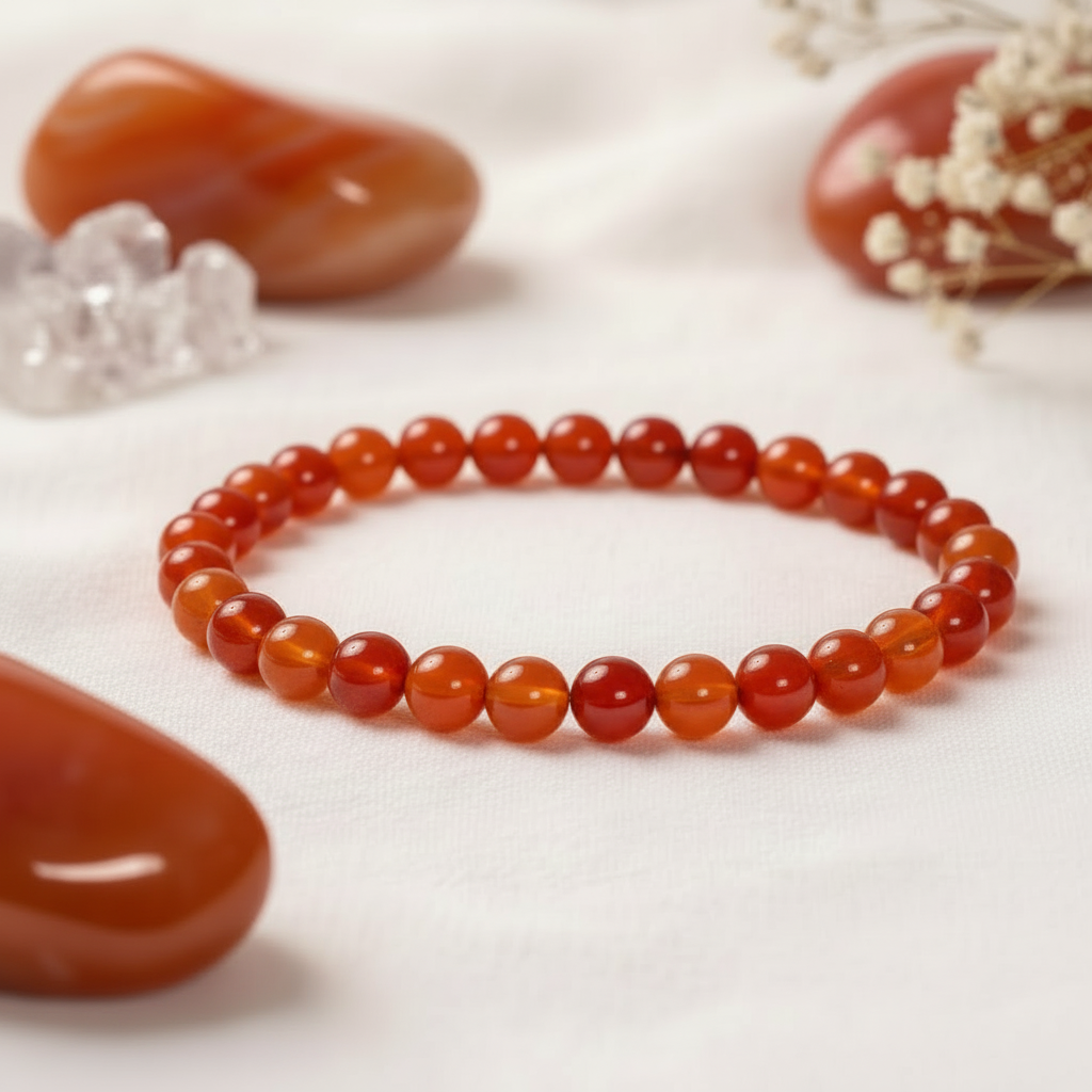 Karneol Armband rot 6 mm – Lebensfreude, Energie & Kraft als Schmuck für deinen Alltag