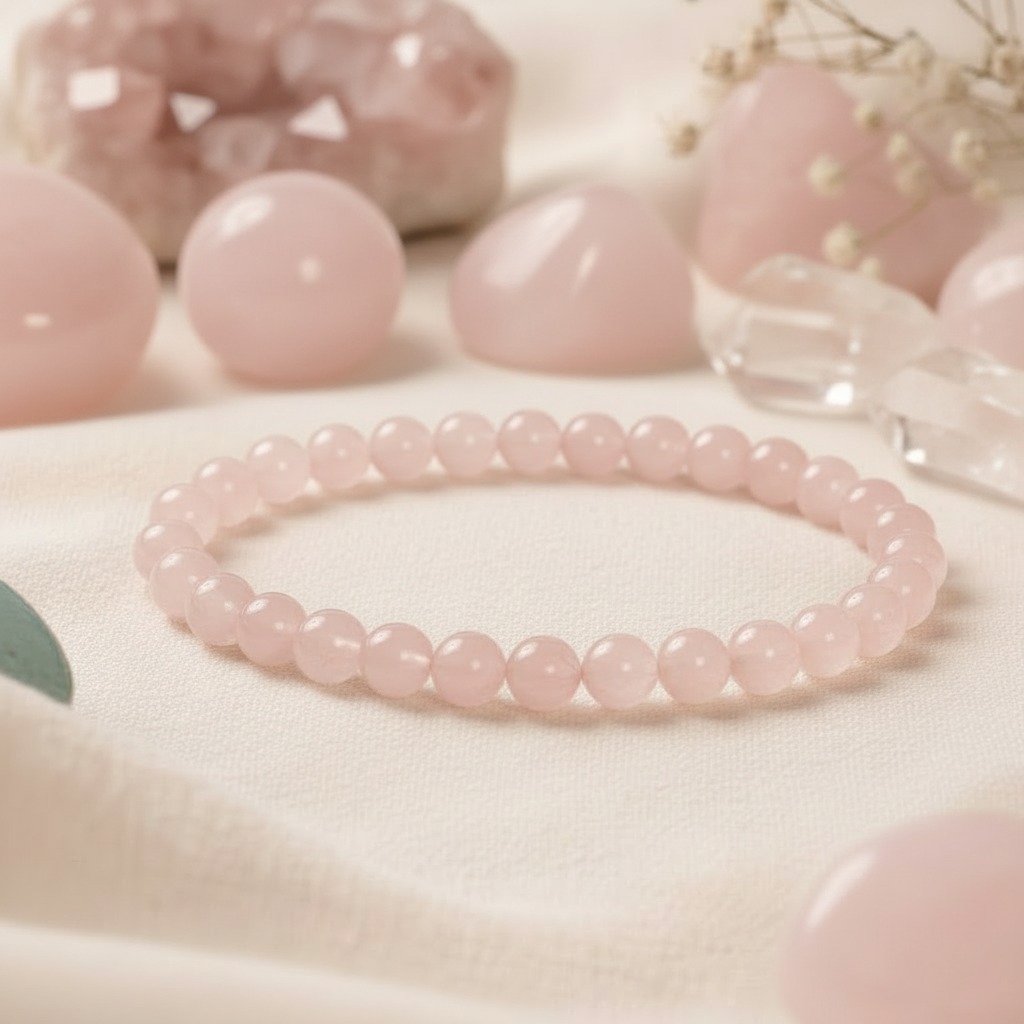 Rosenquarz Armband 6 mm – Liebe, Harmonie & sanfte Herzenergie
