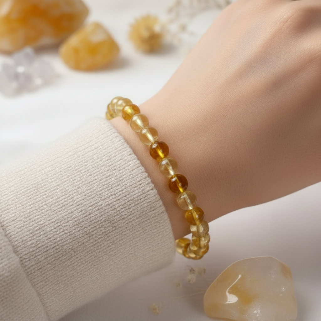 Citrin Armband 6 mm – sonniges Kugelarmband für Lebensfreude, Fülle & Selbstvertrauen