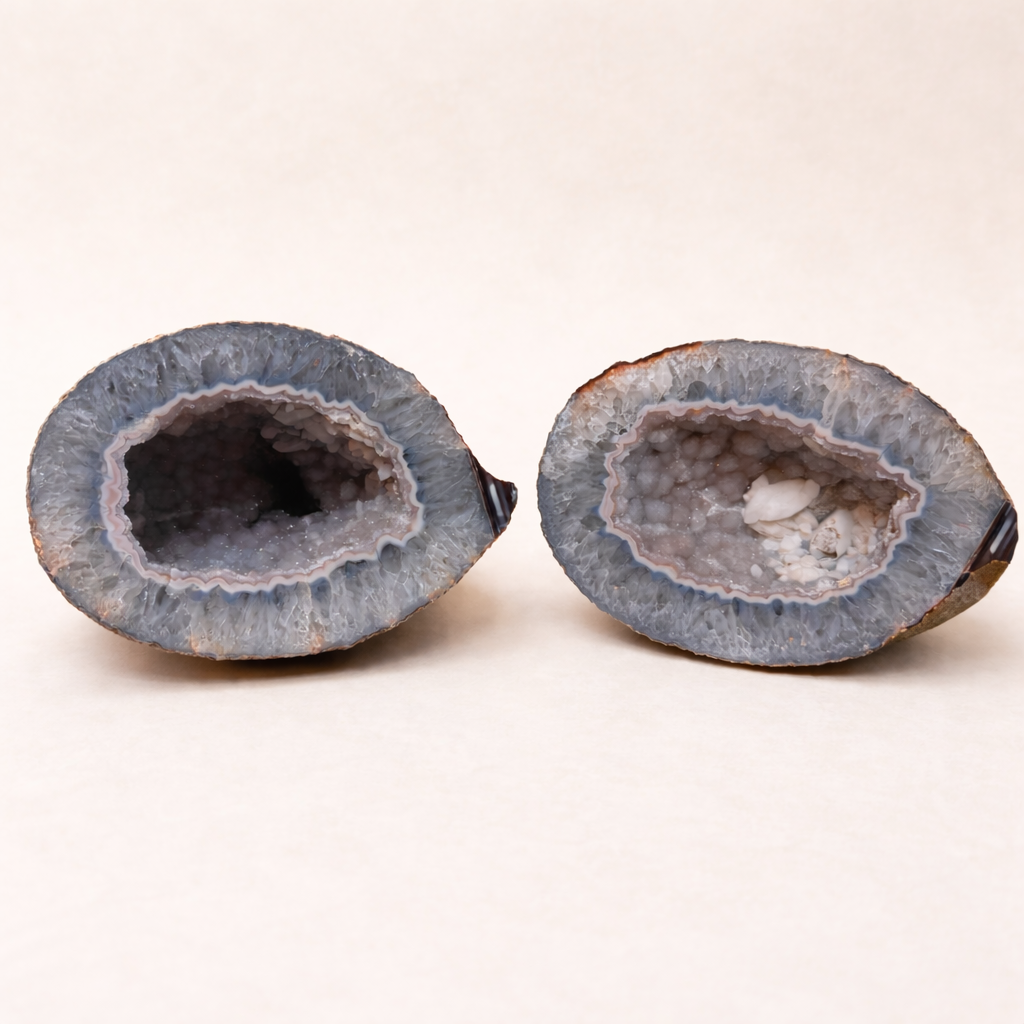 Poliertes Geoden-Set mit Quarzdruse – Sammlerqualität