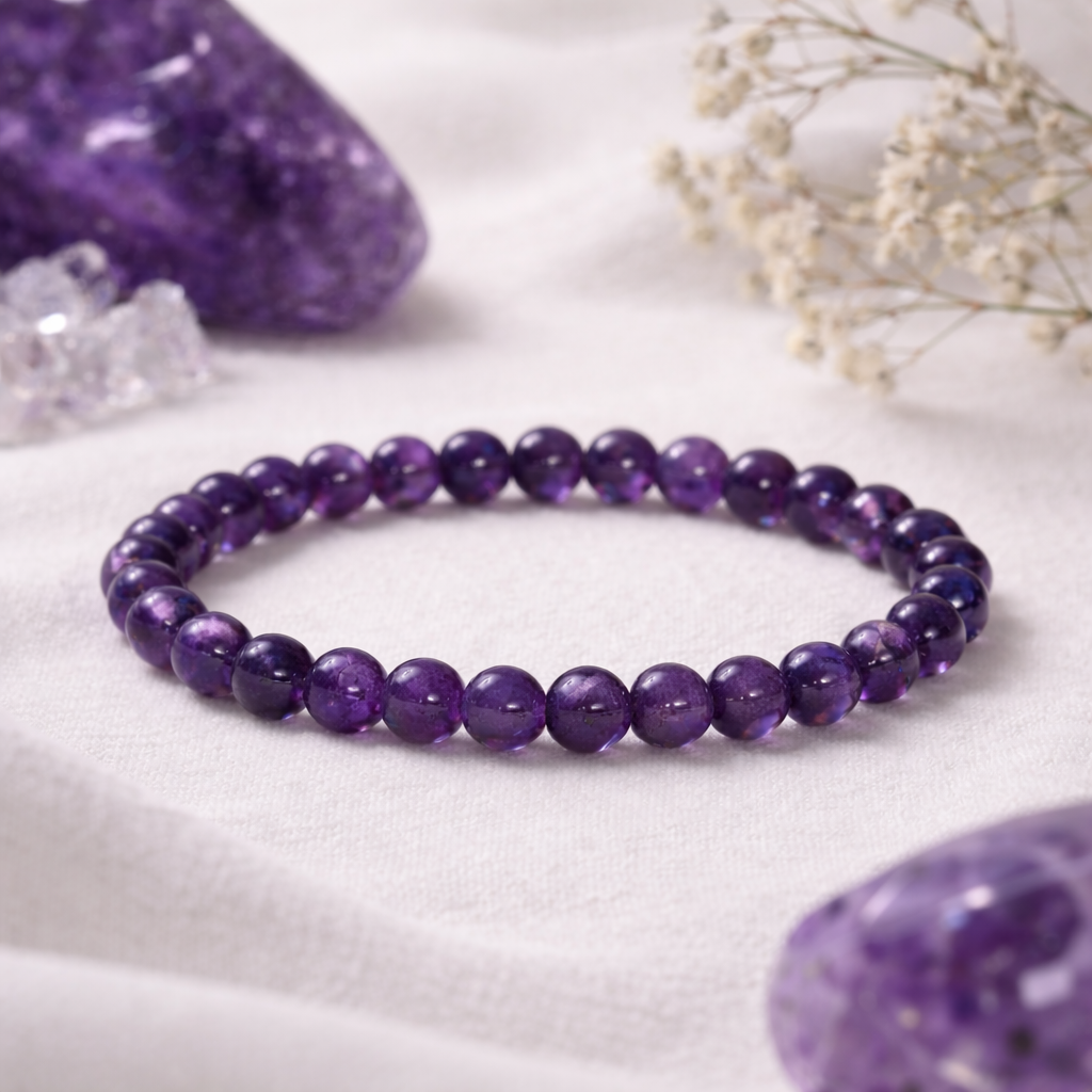 Amethyst Armband 6mm - Ruhe, Intuition, Schutz und innere Ordnung