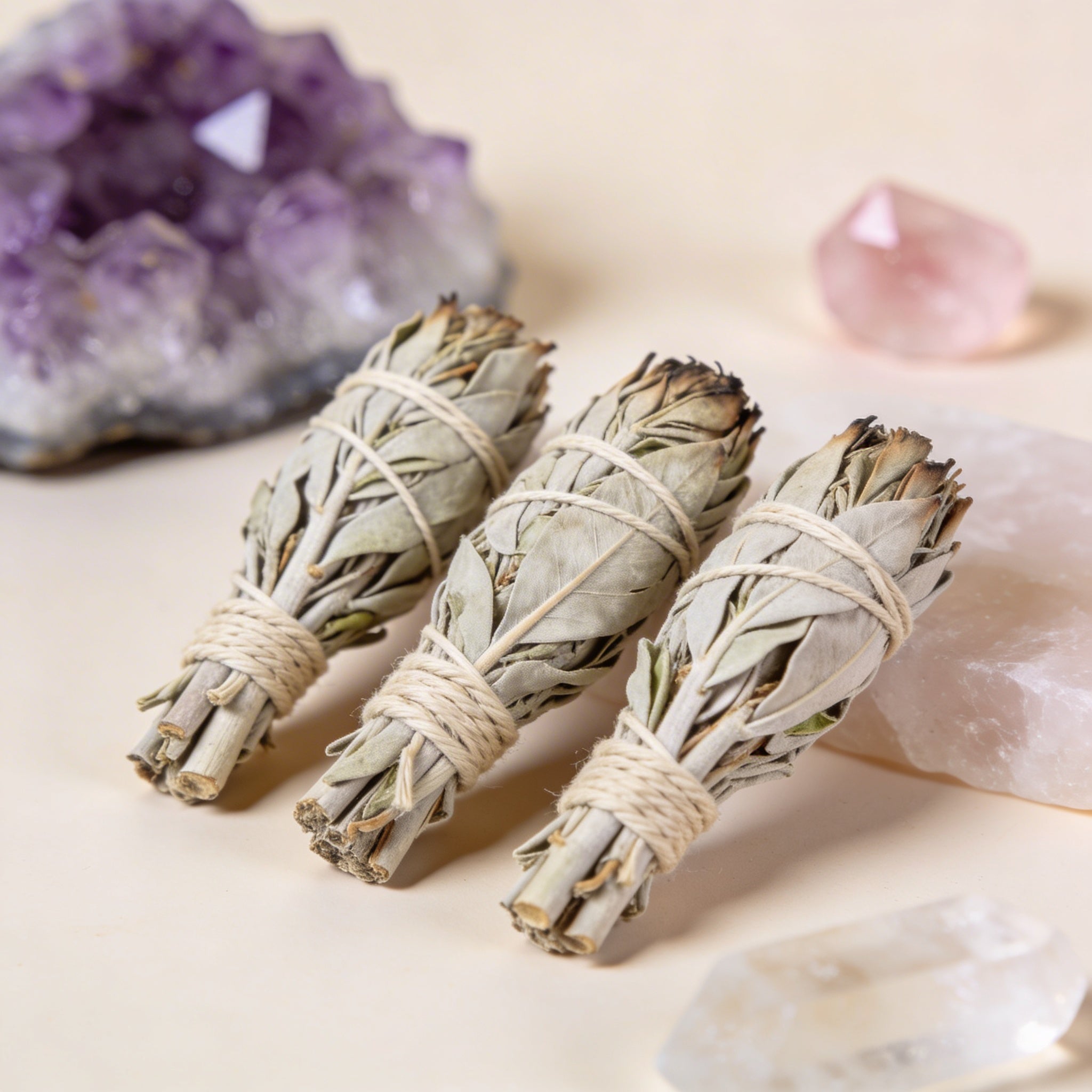 Weiße Salbei Smudge Fackel 10 cm – Räucherwerk zur energetischen Reinigung von Haus, Aura & Kristallen