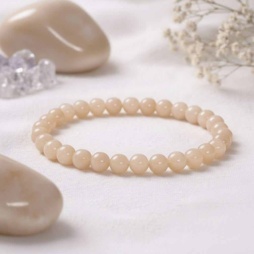 Mondstein Armband 6 mm – in Beige für Intuition, Sanftheit & innere Ruhe
