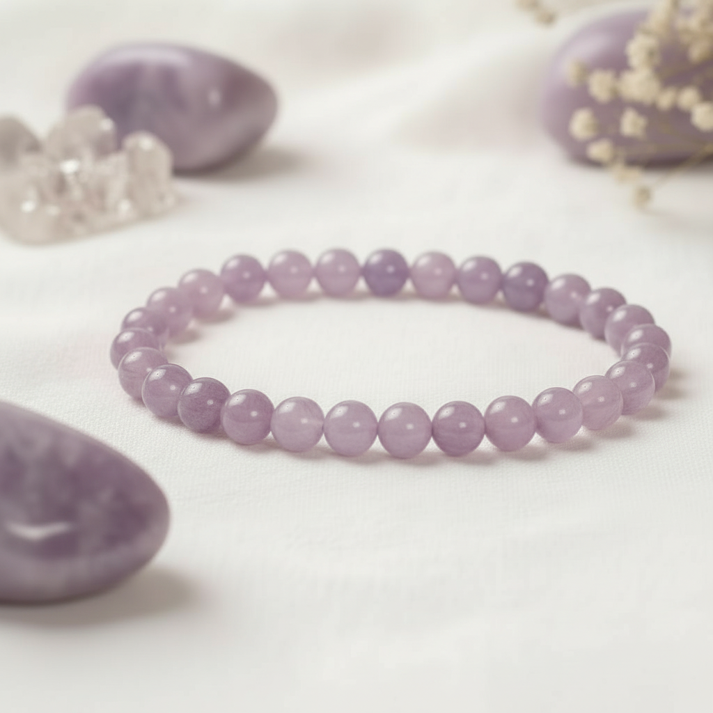 Lepidolith Armband 6 mm – Ruhe, Selbstfürsorge & sanfte Herzenergie für deinen Alltag