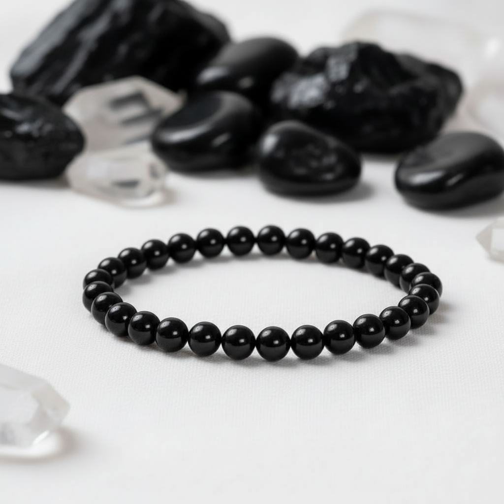 Obsidian Armband schwarz 6 mm – Schutz, Klarheit & Erdung als kraftvoller Begleiter im Alltag