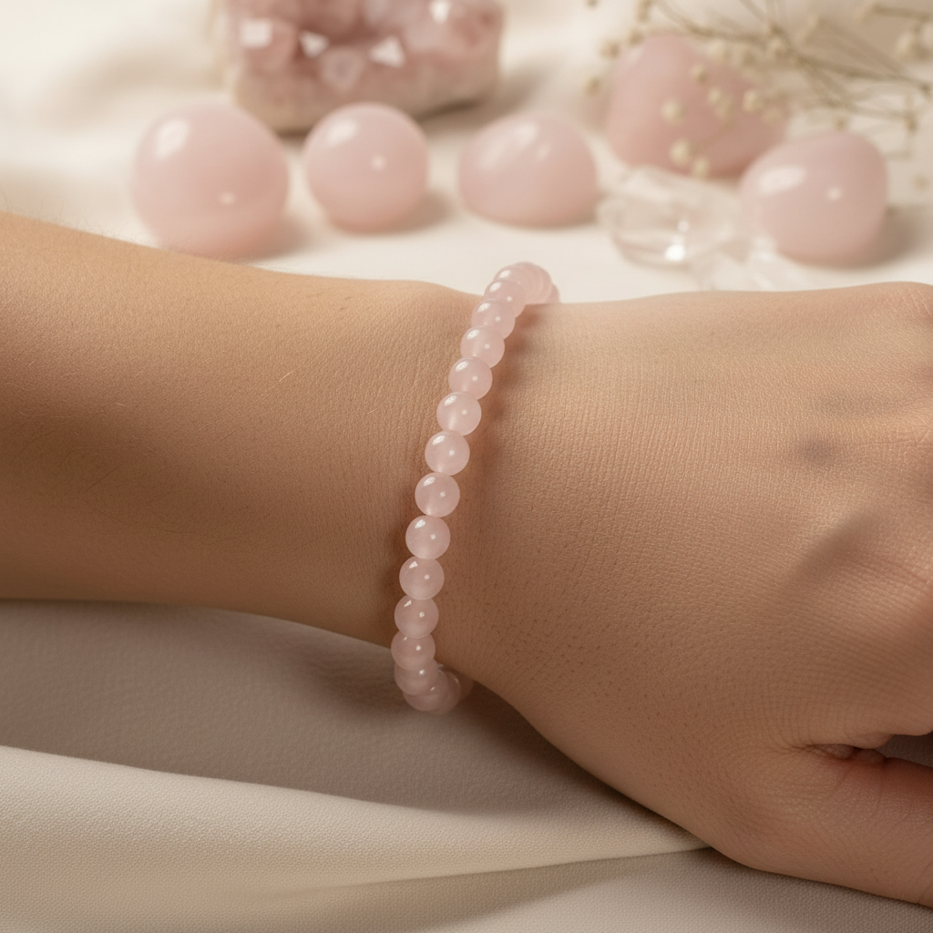 Rosenquarz Armband 6 mm – Liebe, Harmonie & sanfte Herzenergie