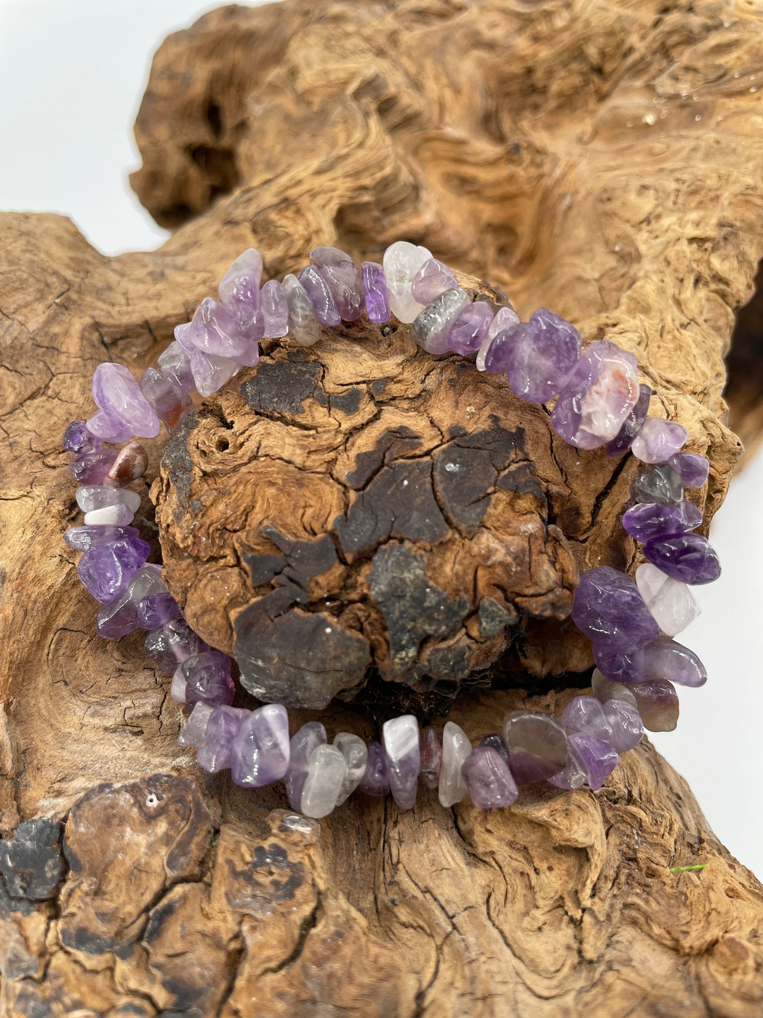 Amethyst-Armband in Violett, 17 cm, elastisch, Schmuck aus natürlichem Kristall